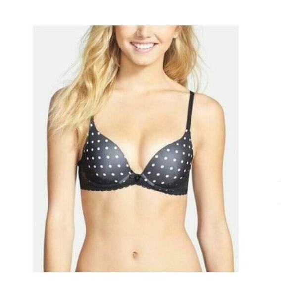 BP Holly Polka Dot Underwire Push-Up Bra Black Size 30C - Picture 1 of 2